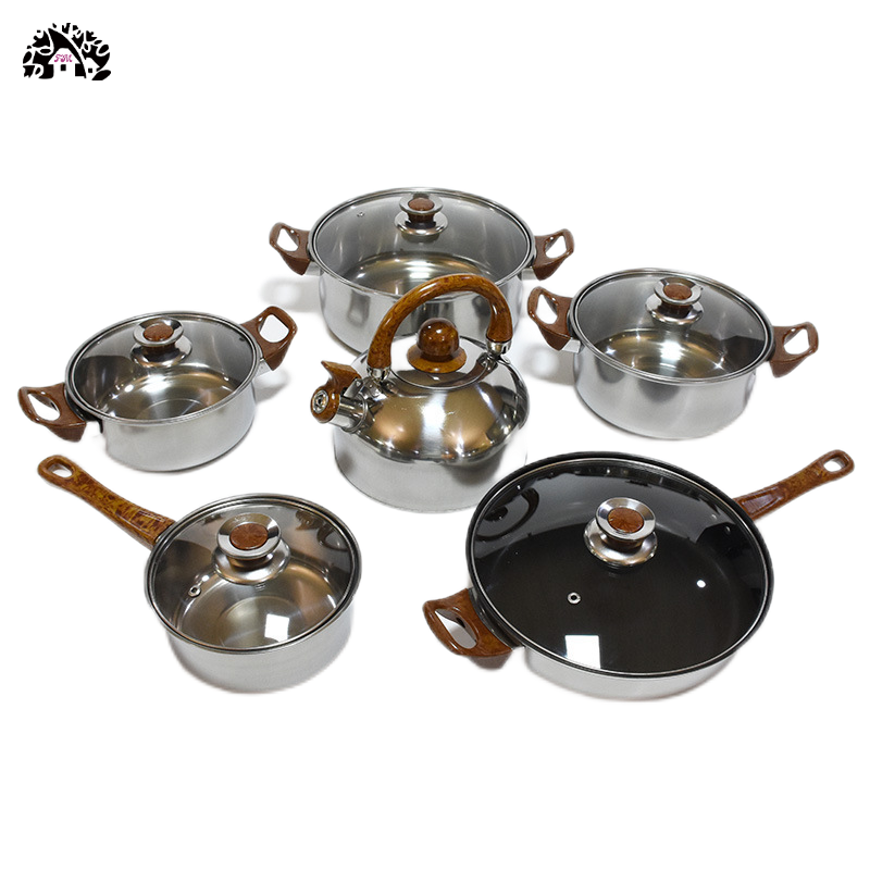 Hot Selling high quality cookware sets 12 piece stainless steel pots cooking pot set non stick pots and pans kitchen set
