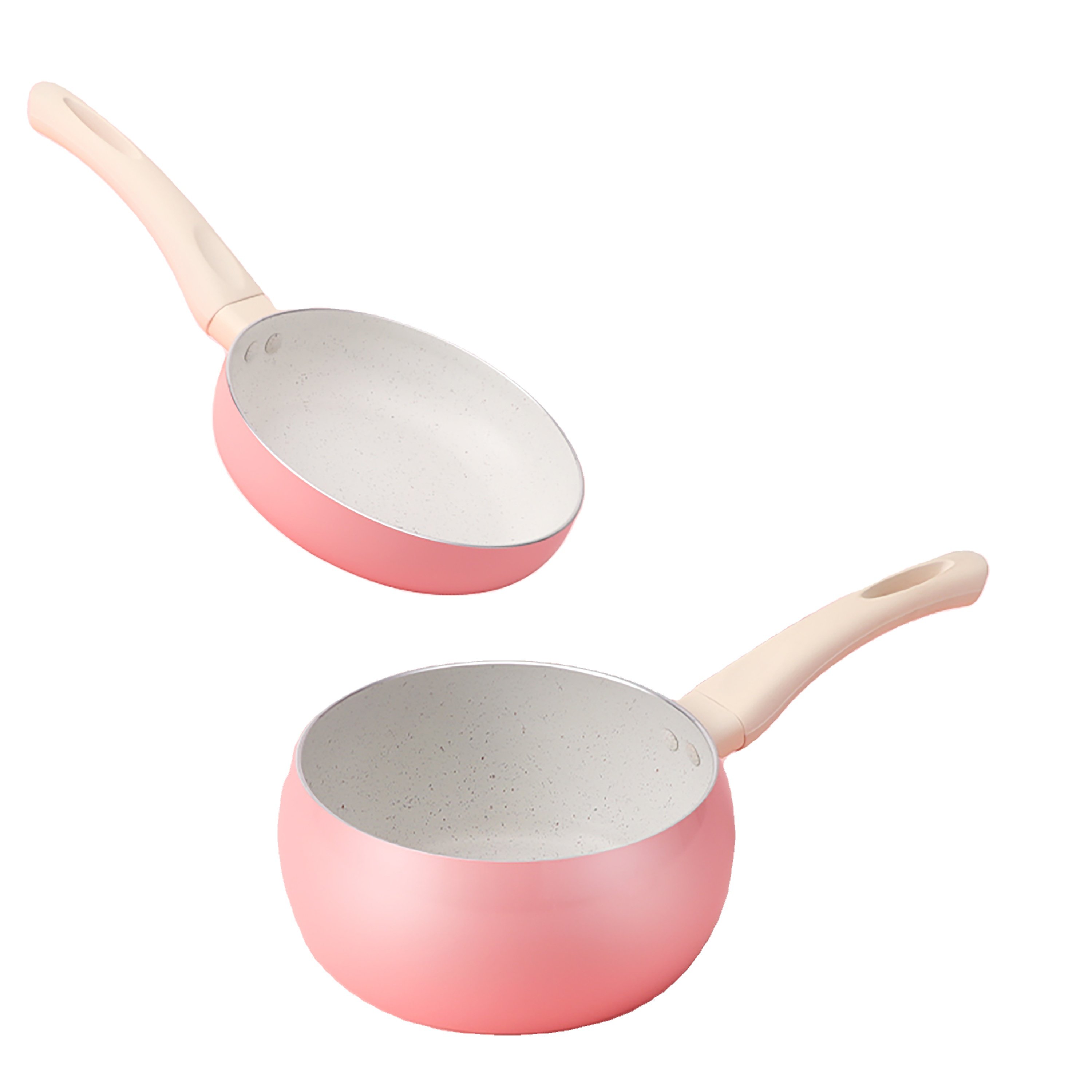 Jeetee Korean Tomato aluminum Not Stick ceramic marble coating induction bottom cooking Baby Frypan Saucepan Milk Pan