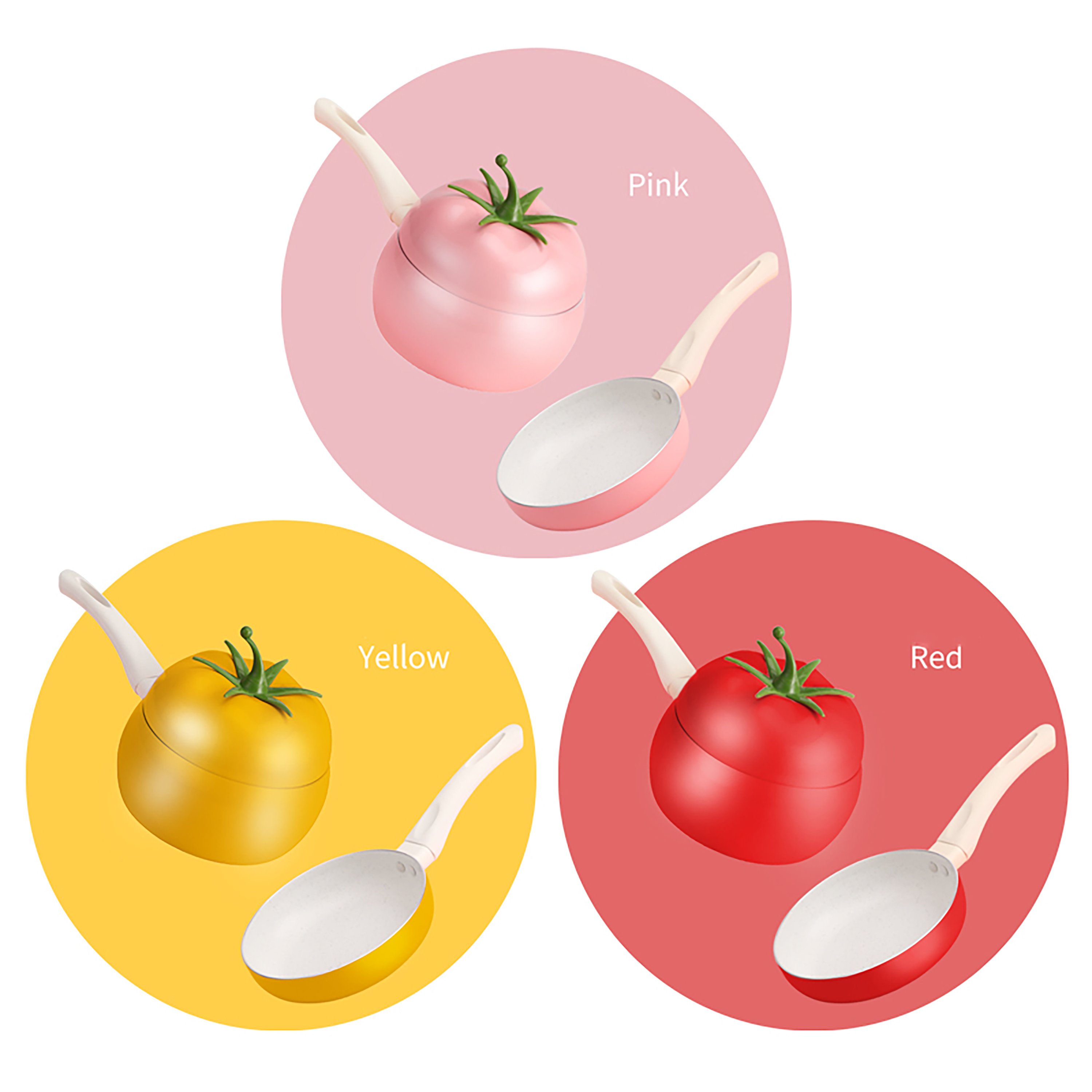 Jeetee Korean Tomato aluminum Not Stick ceramic marble coating induction bottom cooking Baby Frypan Saucepan Milk Pan