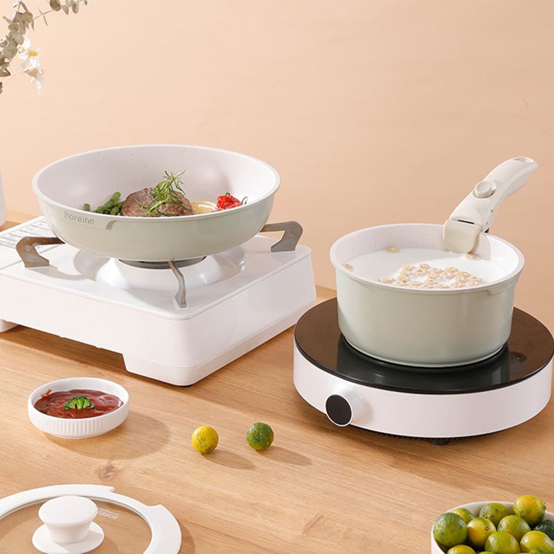 5pcs Pots and Pans Set Nonstick Cookware Sets Detachable Handle Induction Kitchen Best Cookware Set with Removable Handle