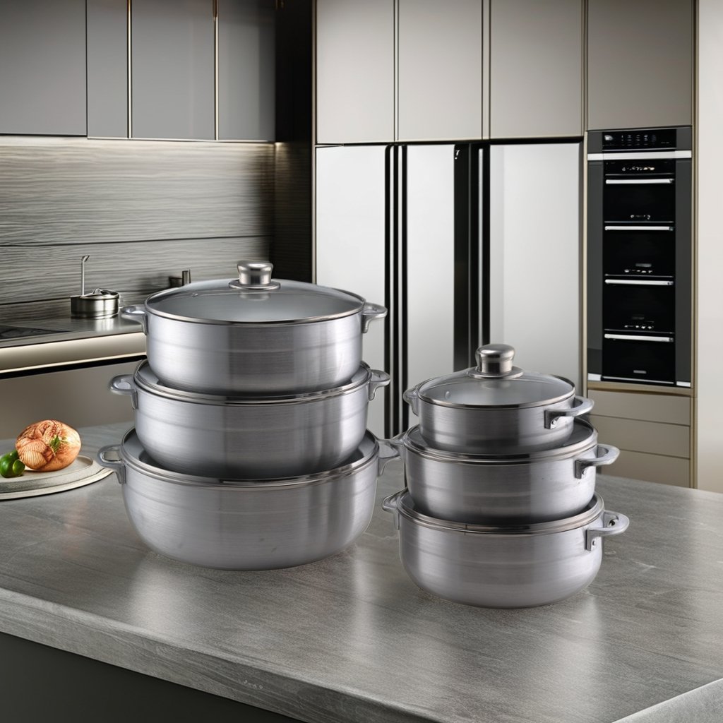 Direct Factory Sale 12-Piece Aluminum Cookware Set Including 12 Aluminum Calderos/Casseroles Durable Metal Pots