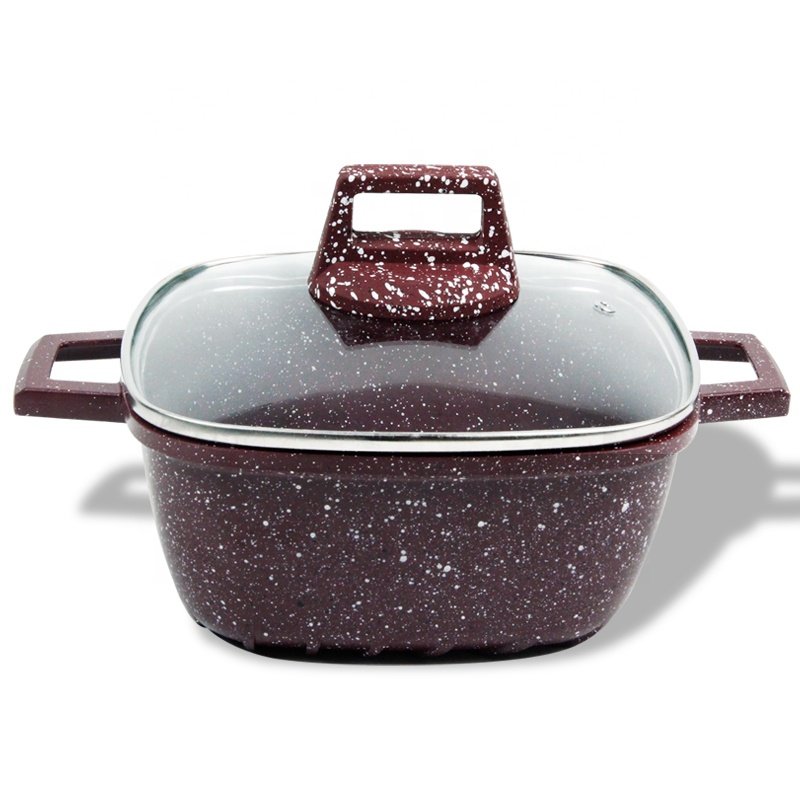 Wholesale Hot Sale Popular Die-casting Aluminum Marble Stone Nonstick Pot and Pan Cookware Set with Bakelite Handle