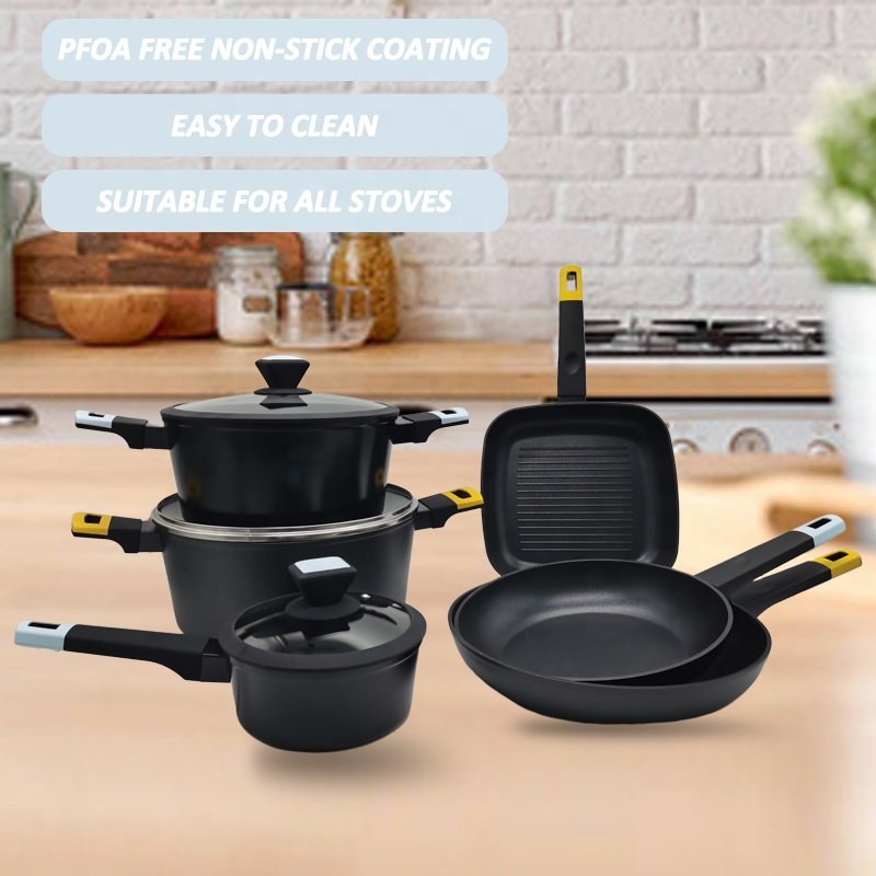 Hot sale forged Aluminum cooking pot 10pcs aluminum cookware-set nonstick cookware sets for kitchen