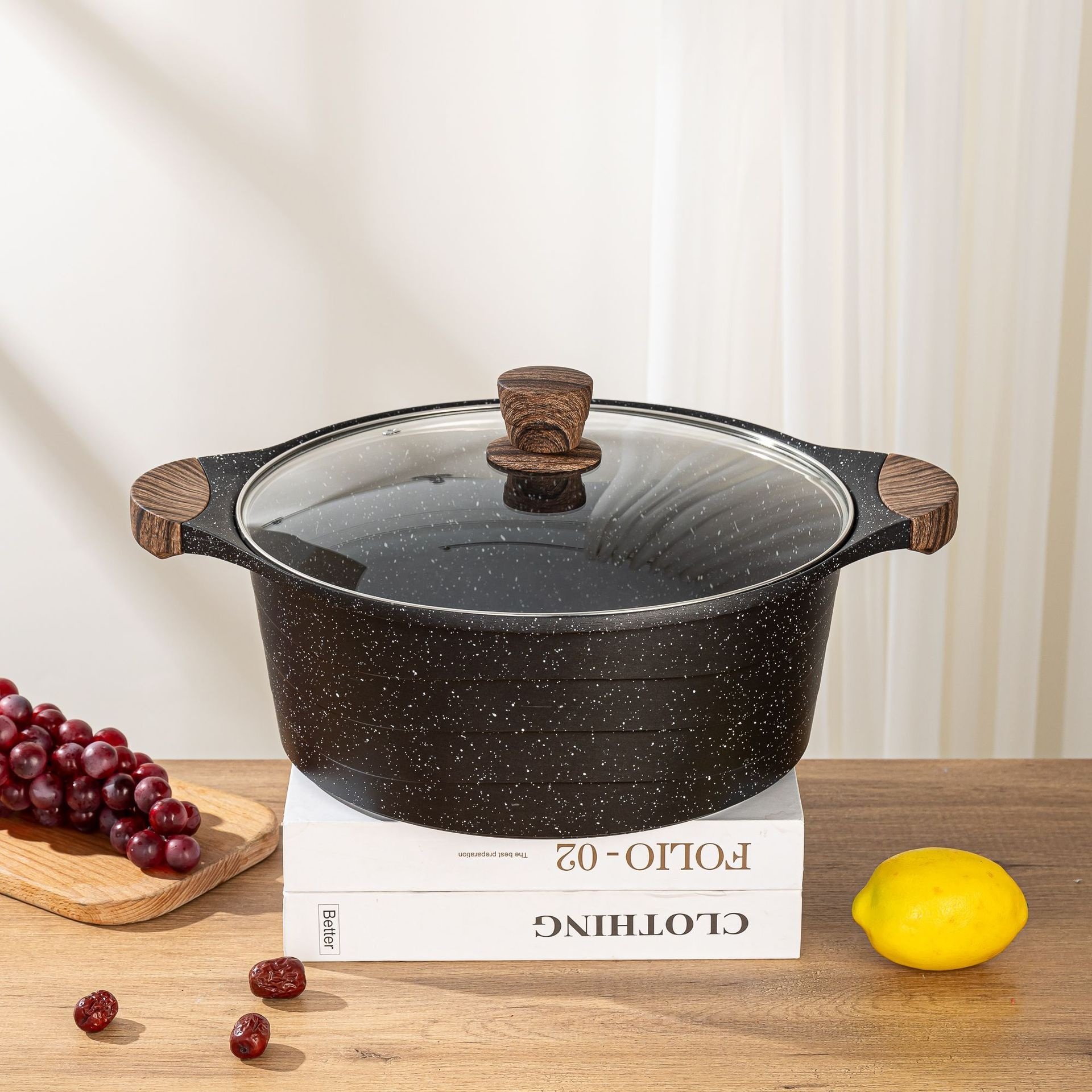 Hot selling 17pcs die cast aluminum non-stick cooking pots marble stone cookware set cooking pot set non-stick cookware granite