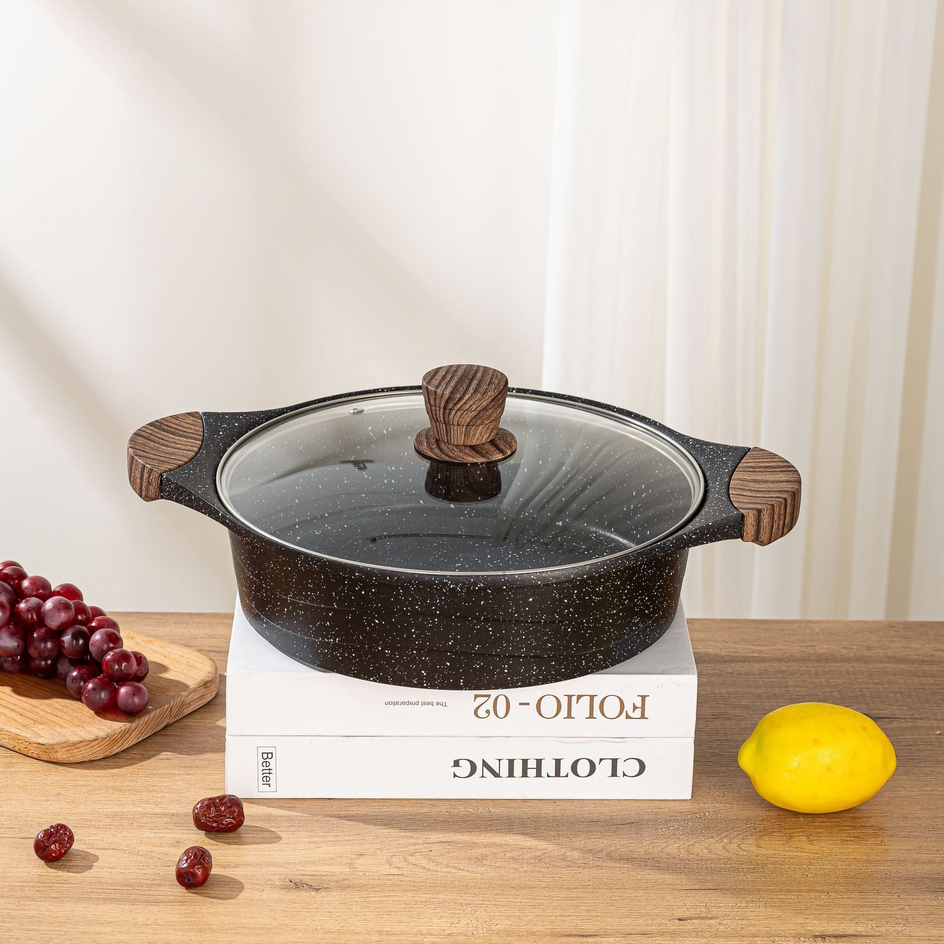 Hot selling 17pcs die cast aluminum non-stick cooking pots marble stone cookware set cooking pot set non-stick cookware granite