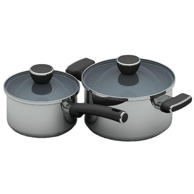 Stainless Steel Cookware Sets With 16cm Saucepan Home Kitchen Cooking Pot Non Stick Milk Pan With Flat Tampered Glass Lid