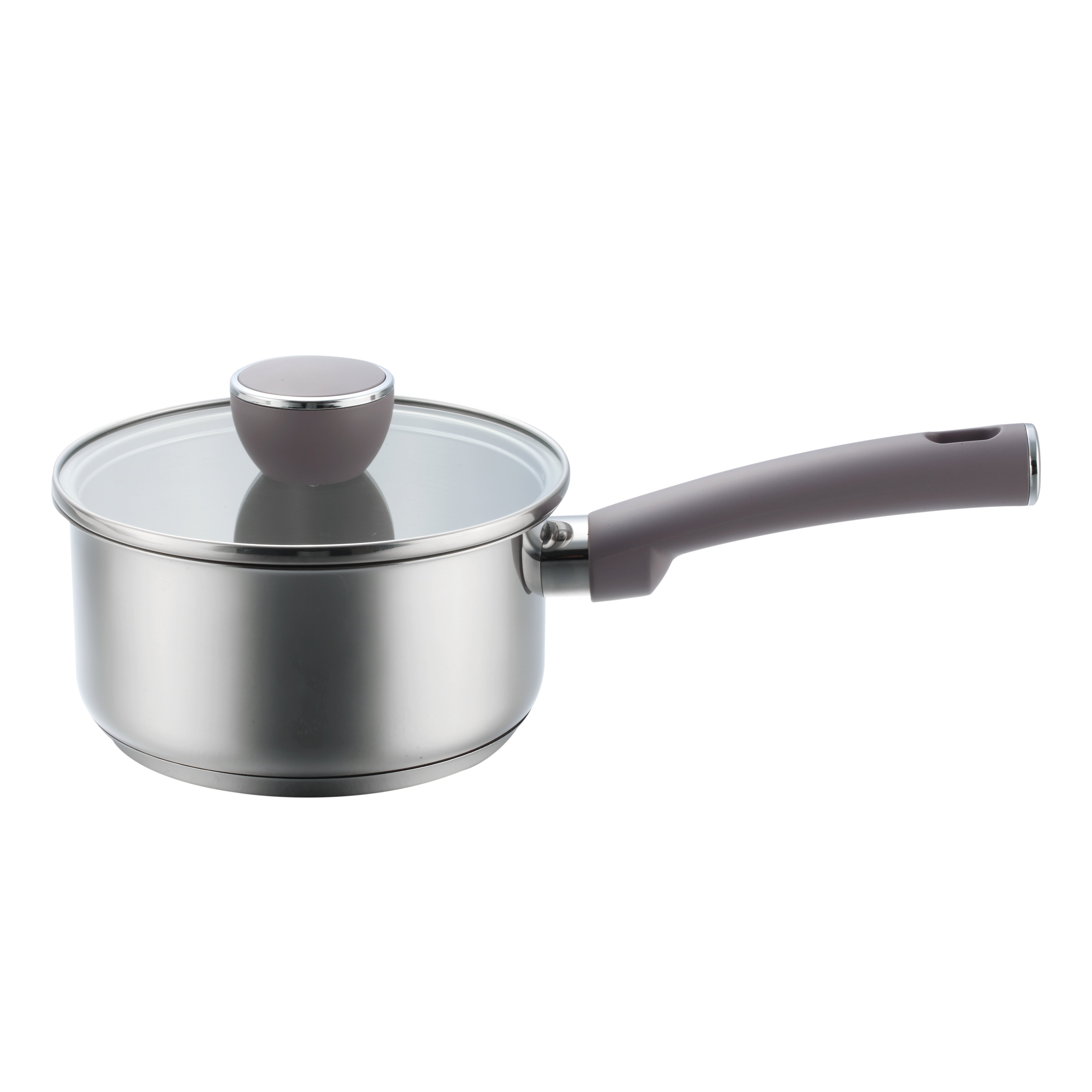 Stainless Steel Cookware Sets With 16cm Saucepan Home Kitchen Cooking Pot Non Stick Milk Pan With Flat Tampered Glass Lid