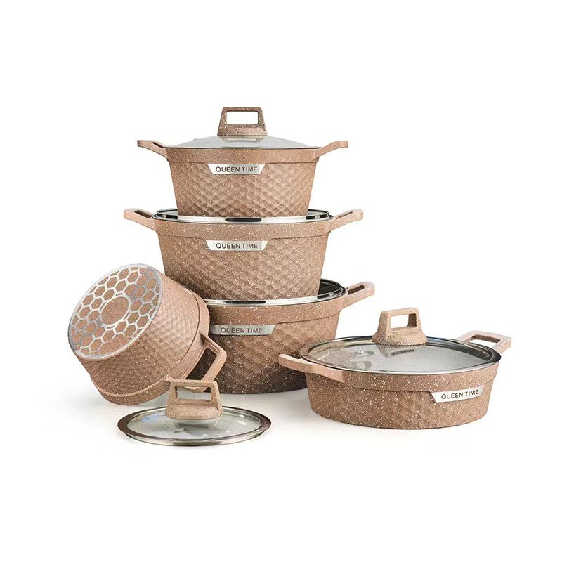 Customized Logo 10pcs Aluminium Alloy Soup Pot Cookware Sets Home UseSoup Milk Cooking Pot Set