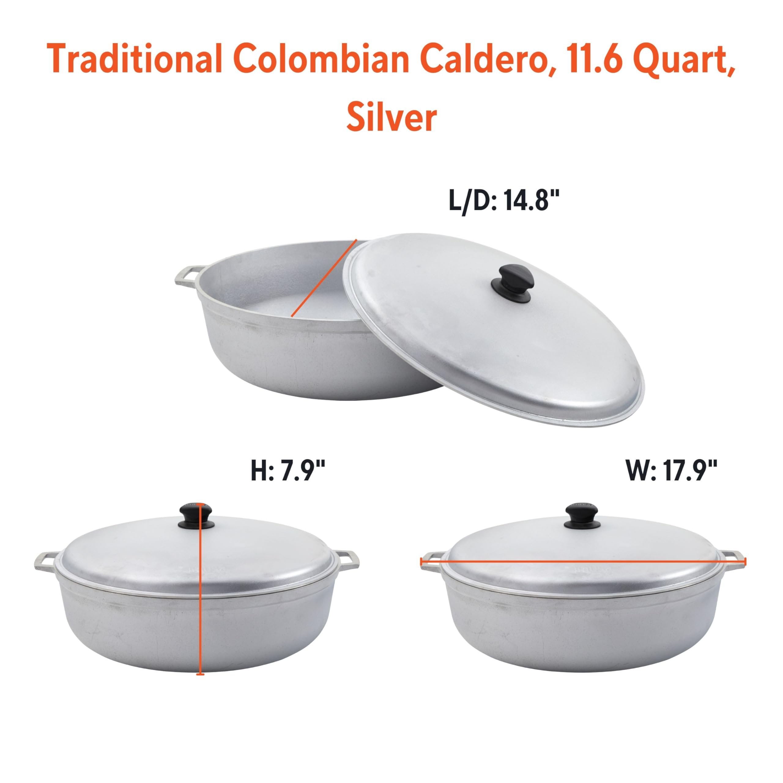 Aluminum USA 11.6Qt Jumbo Traditional Colombian Handmade Silver Non Stick Aluminum Pot Set Caldero Cookware Sets