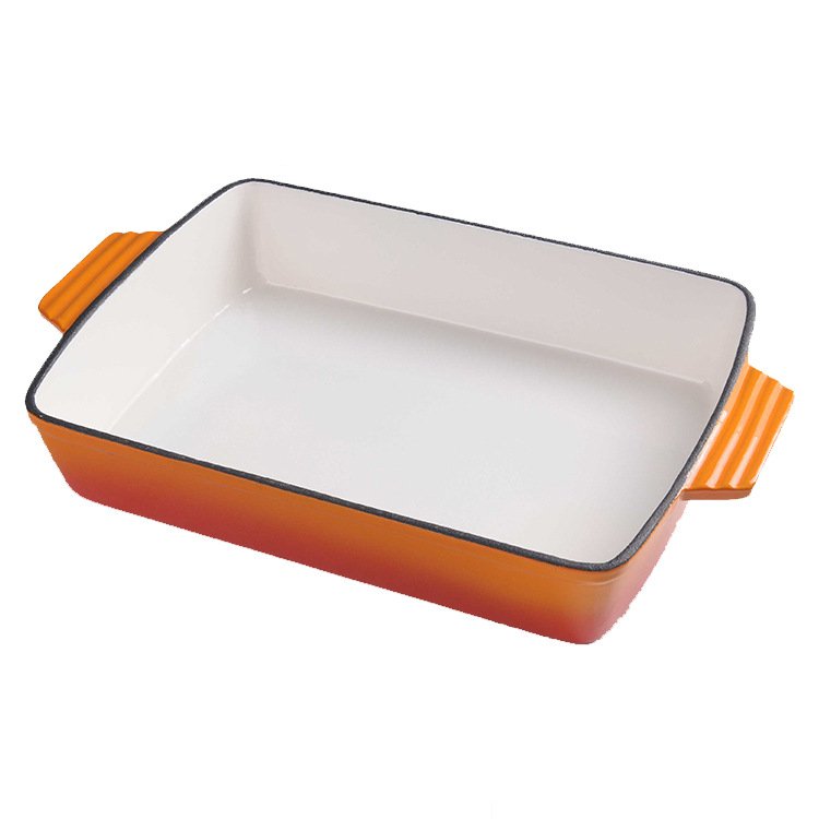 Orange Color Enamel Cooking Utensil 5 Piece Cookware Set Casseroles Frying Pan Wooden Box Roaster Milk Pot Cast Iron Metal LFBG