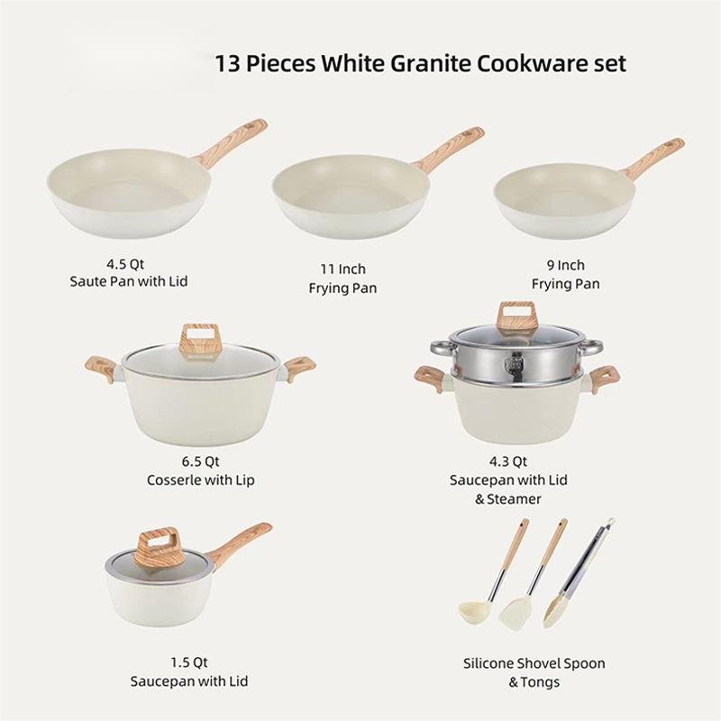Wholesale Kitchen Aluminum 12 pieces Non Stick Cookware Set Casseroles Soup Pots Forged Granite Pan Cookware Set