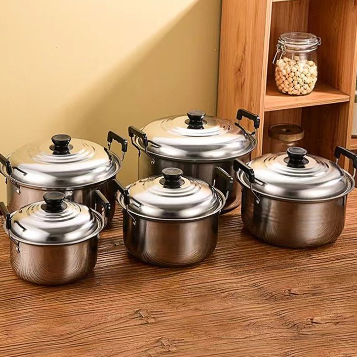 Wholesale 10-Piece Stainless Steel Cookware Set 16-24CM Deep Soup Steamer Pot Ensemble Casseroles Stand Insulated Food warmer