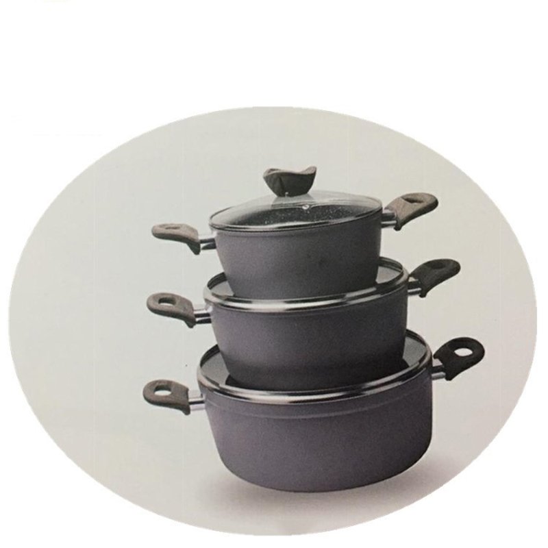 Aluminium Non-Stick Cookware Set Classic Multipurpose Pan for Soup Casserole En Verre with Marble Stick Design
