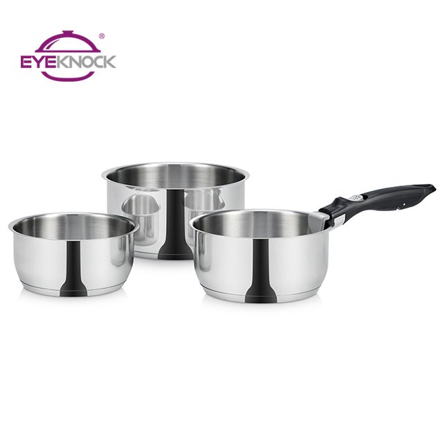 Hot Sale 201 stainless steel cookware set with detachable handle 4pcs saucepan set