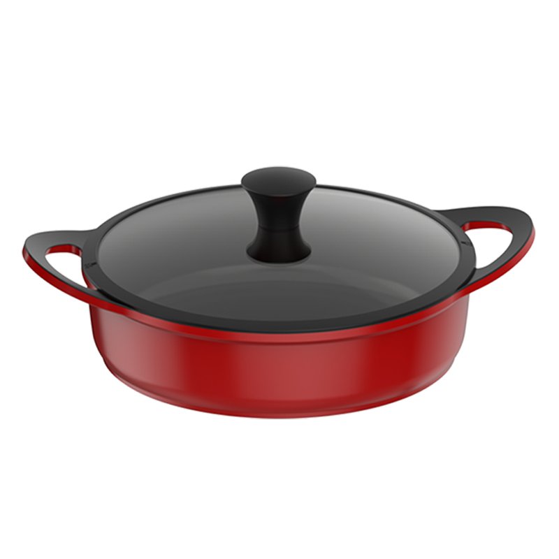 Die Cast Cookware Set Caserole Set Cooking Pots And Pans Red Point With Temperature