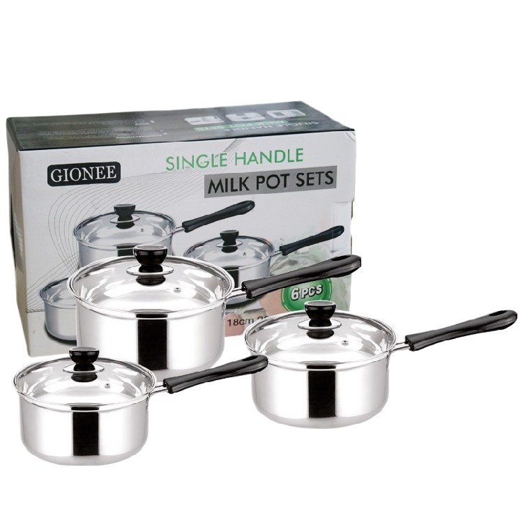 Stainless Steel Milk Pan Soup Pot Set 6 Pieces Kitchenware Gift Set for cooking pots cookware set with Potassium Chlorate