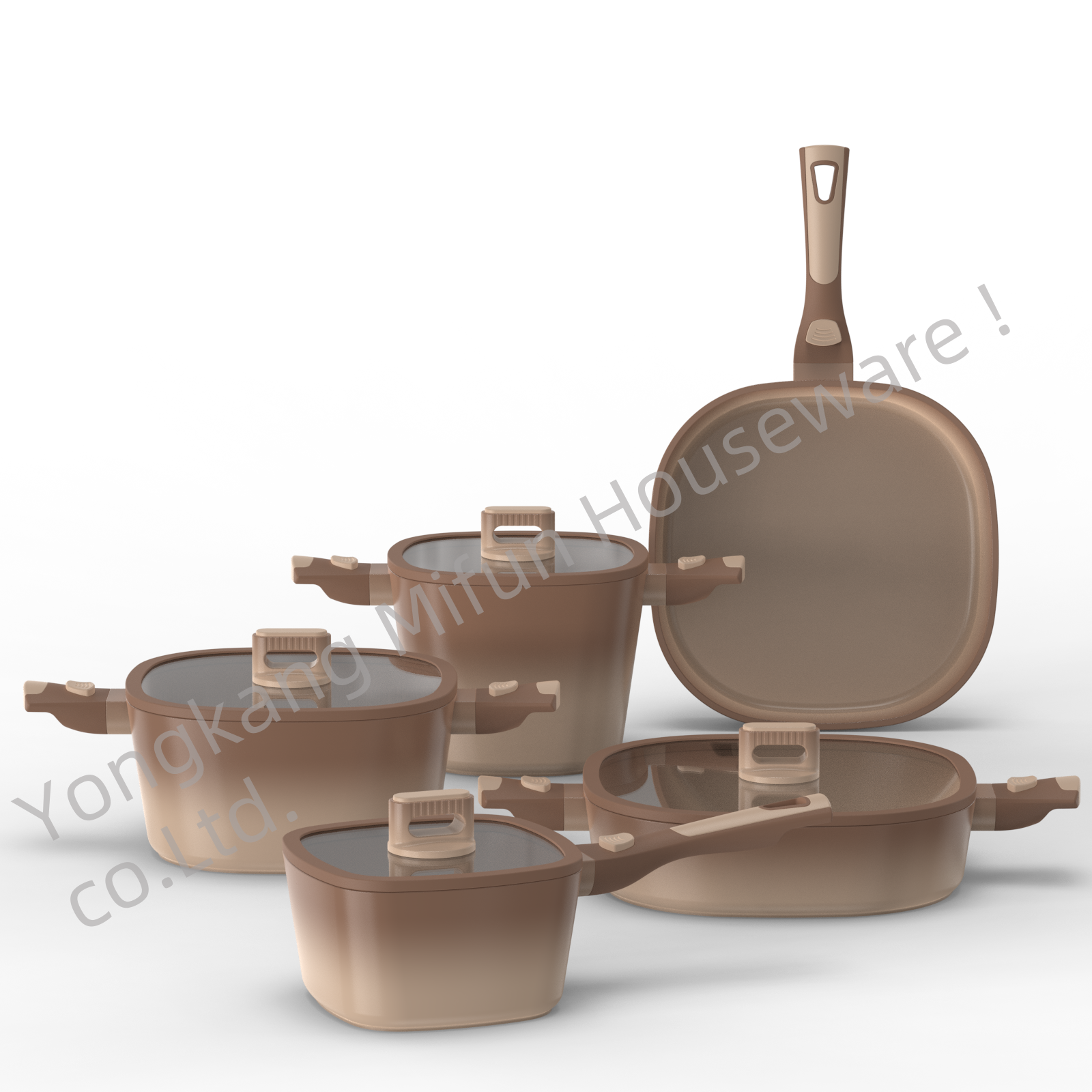 Factory-Sales 5 pieces sets Household Thickened Non-stick pan Kitchen Cookware Set