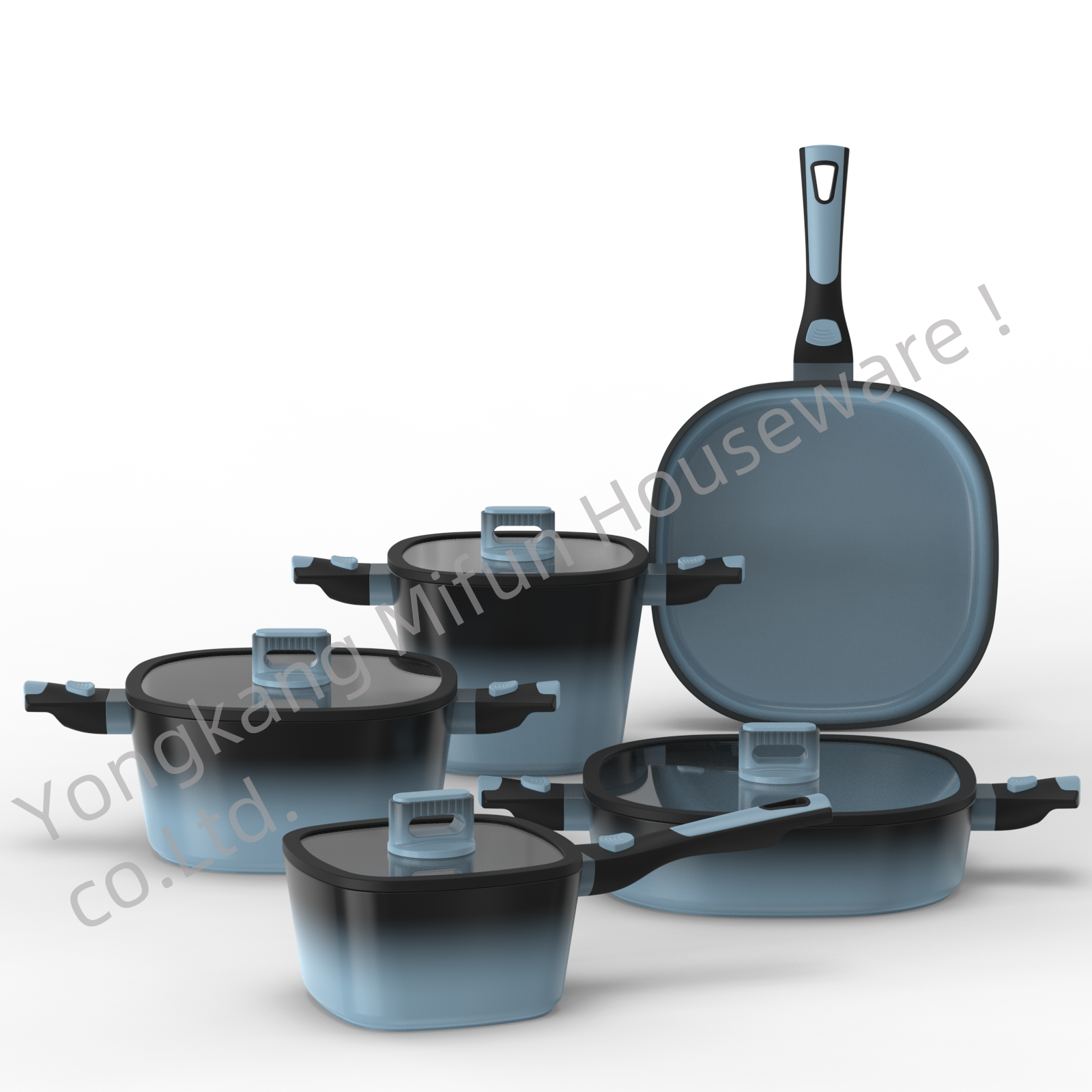Factory-Sales 5 pieces sets Household Thickened Non-stick pan Kitchen Cookware Set