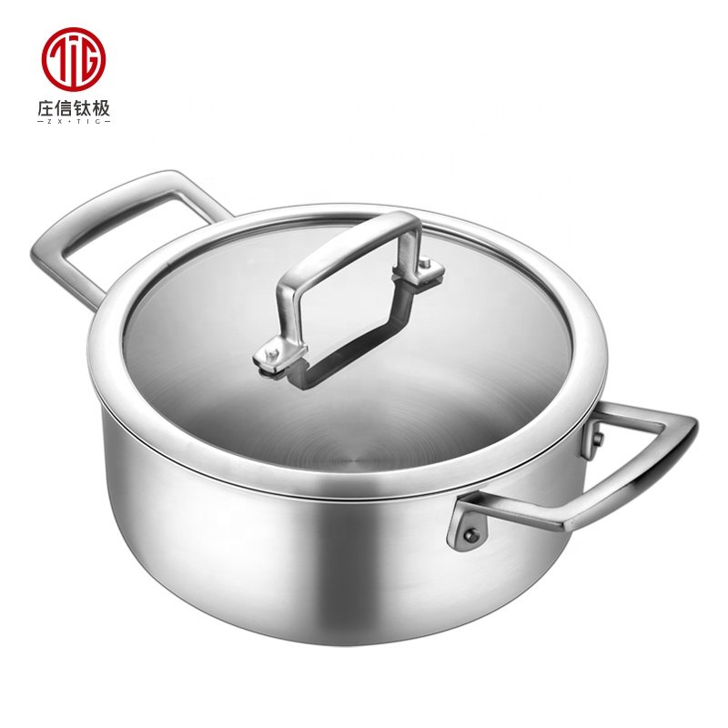 Eco-friendly Stocked Metal Pure Titanium Soup Stockpot Chinese Cookware Sets
