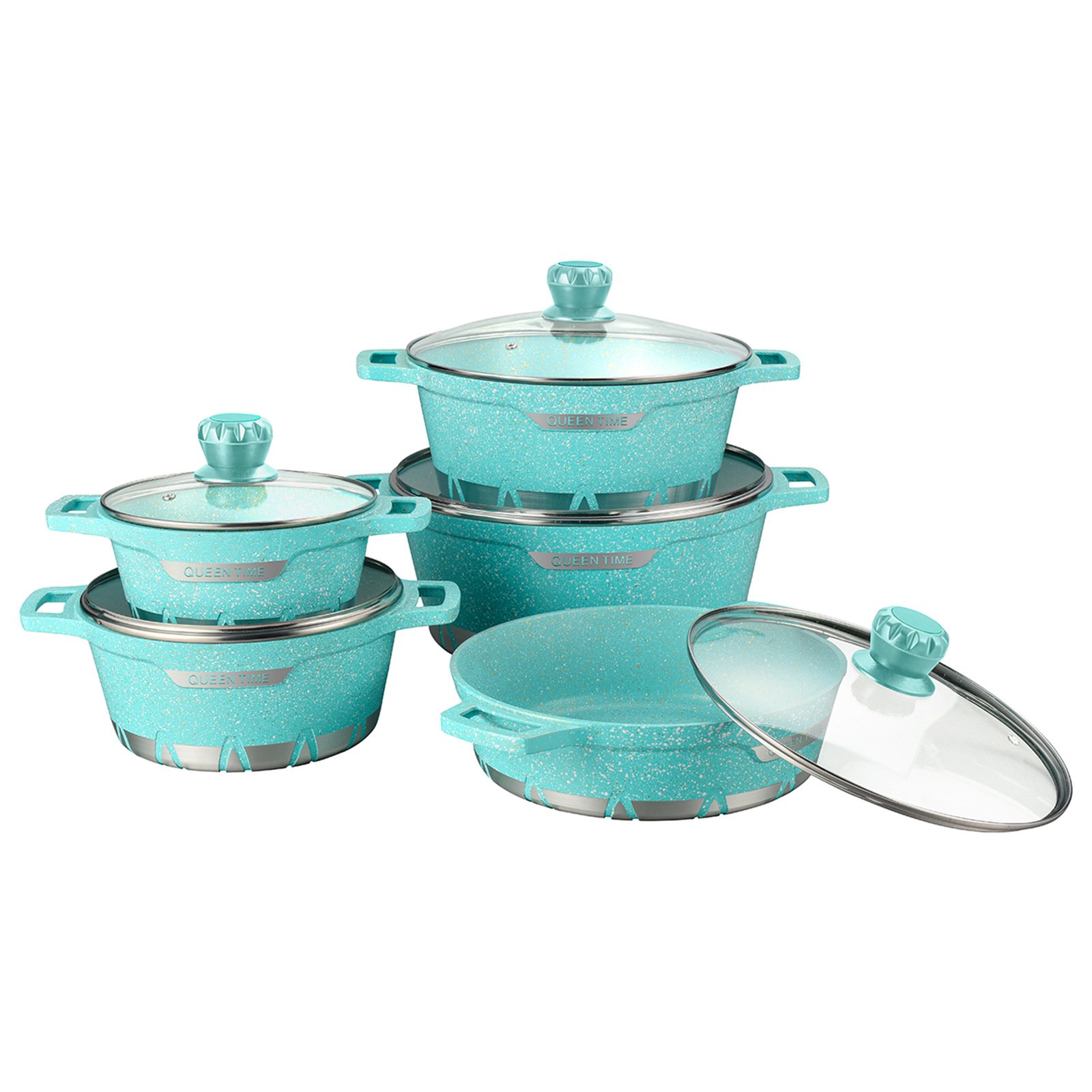 10 Piece Wholesale Kitchen Ware Stock Pot Stainless Steel Cooking milk and soup Pot Cookware Set