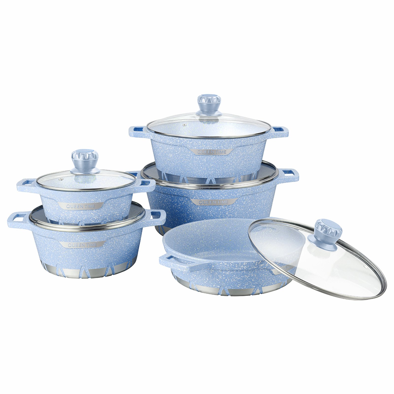 10 Piece Wholesale Kitchen Ware Stock Pot Stainless Steel Cooking milk and soup Pot Cookware Set