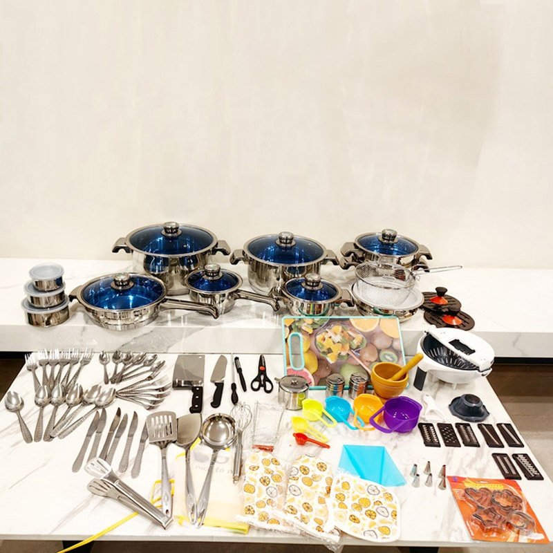 120PCS Stainless Steel Cooking Pot Cookware Set