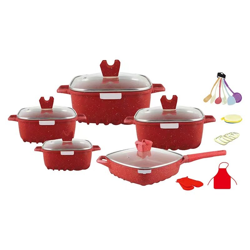 PELITA 25pcs Granite Pan Aluminum Cookware Sets Granite aluminum Die Casting Cookware Sets
