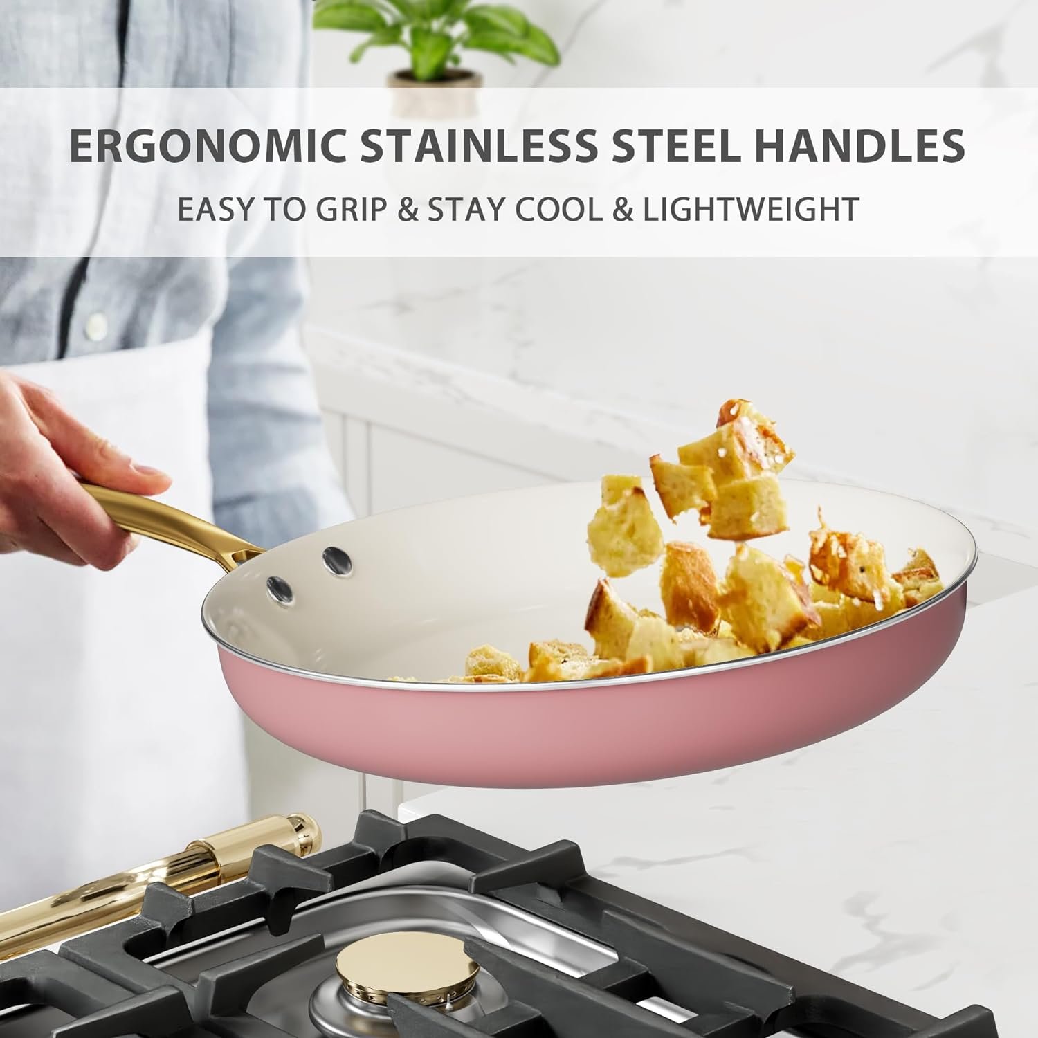 Factory Delivery Hot Sale Dishwasher Safe Aluminum Nonstick Cookware Set Casserole Set And Frying Pan Set stainless steel handle