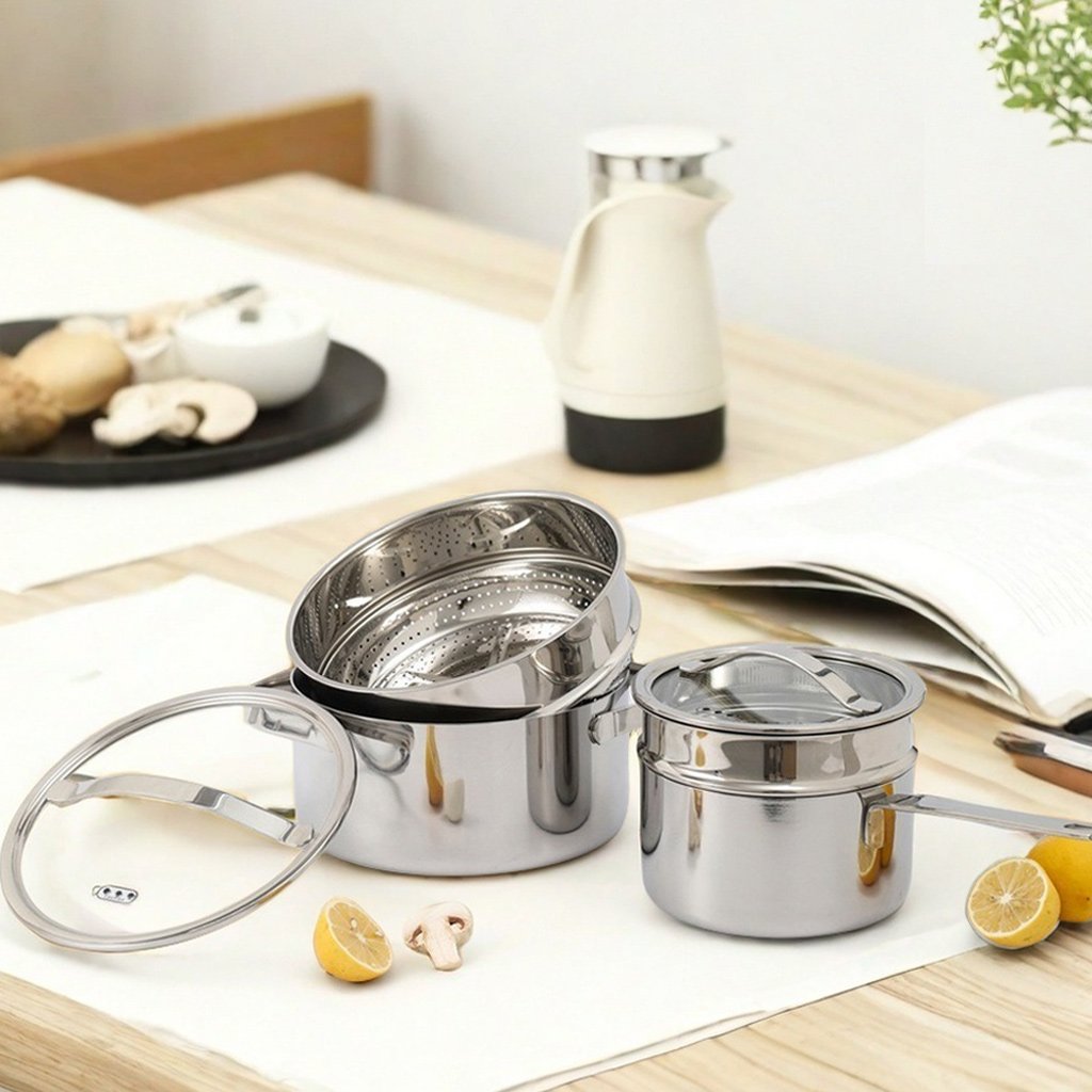 Home And Kitchen Cookware Set Ceramic Coating Noodle Soup Pot Milk Boiler Pot Triply Stainless Steel Saucepans