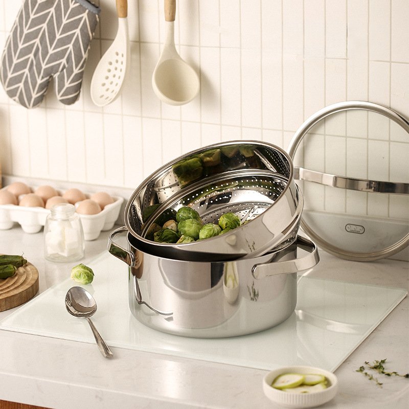 Home And Kitchen Cookware Set Ceramic Coating Noodle Soup Pot Milk Boiler Pot Triply Stainless Steel Saucepans