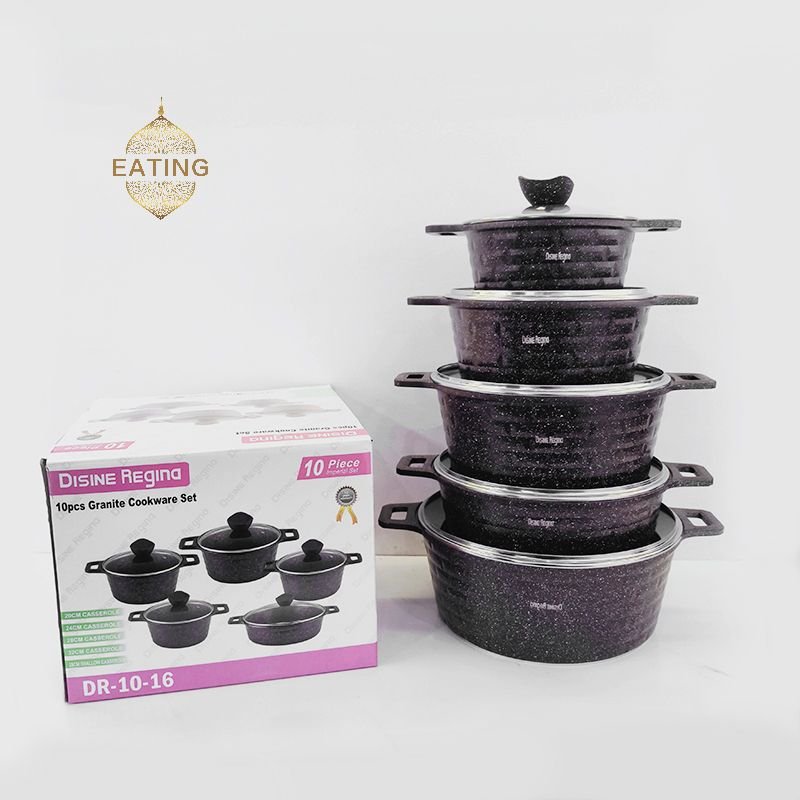 Wholesale Cookware Pan Coating 10 pieces Non-Stick Pots New Arrival Popular Cookware-Set Soup Pot Shallow Soup Pot