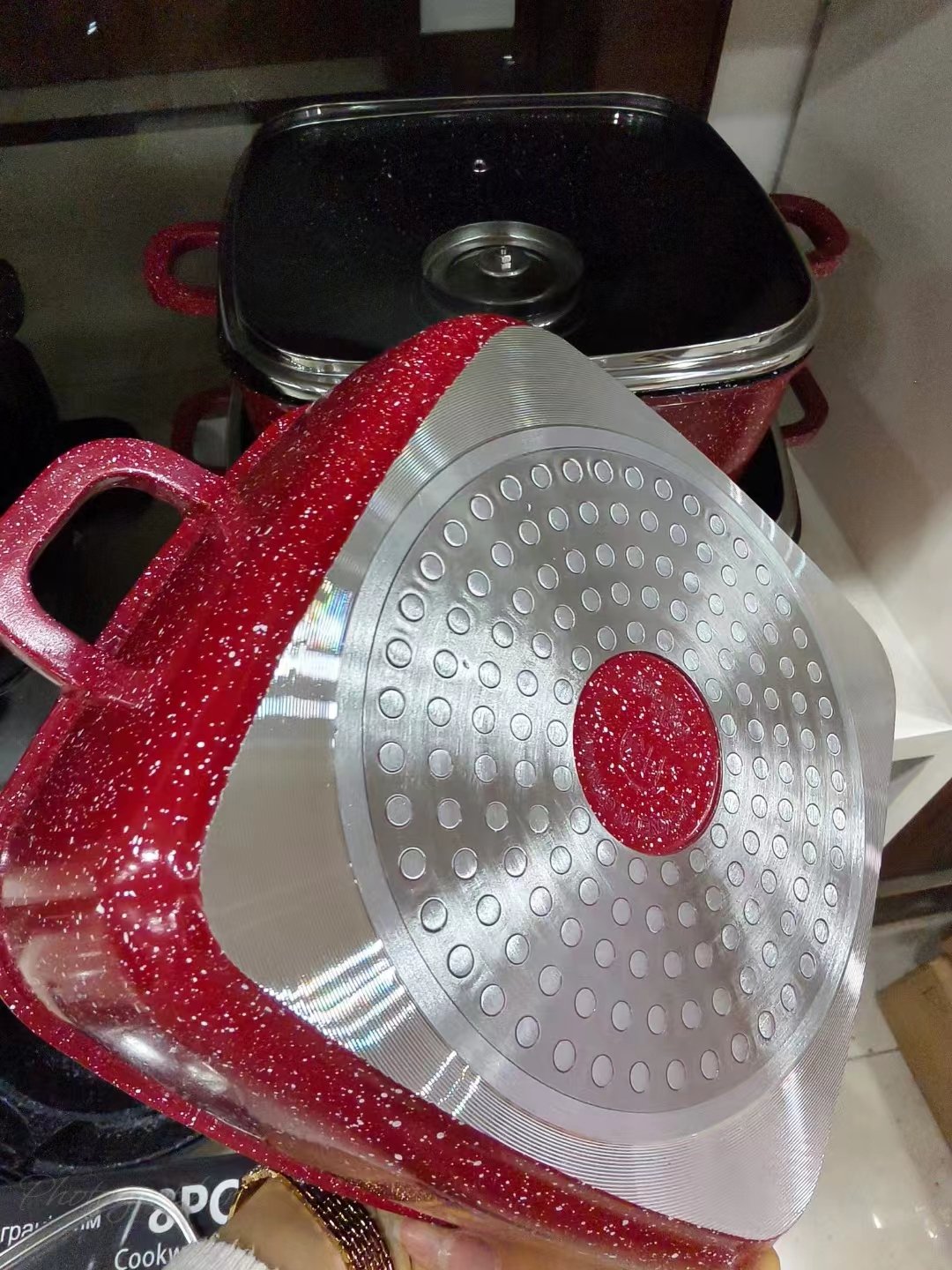 European High-Grade 6-Piece Aluminum Fry Pan Set 20-24-28CM Water-Based Non-Stick Stone Coating Tempered Glass Kitchen Cookware