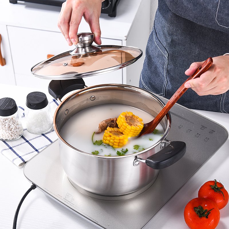 FTS cooking pot stock kitchen wholesale kitchenware soup quality stainless steel non stick milk nonstick cookware set