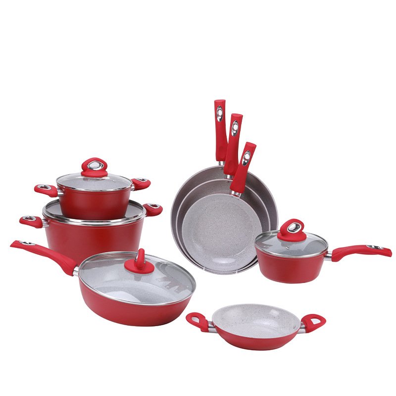 Homemory Professional Granite Forged Aluminium Granite Nonstick Luxury Pots and Pans Nonstick Cookware Set with induction bottom