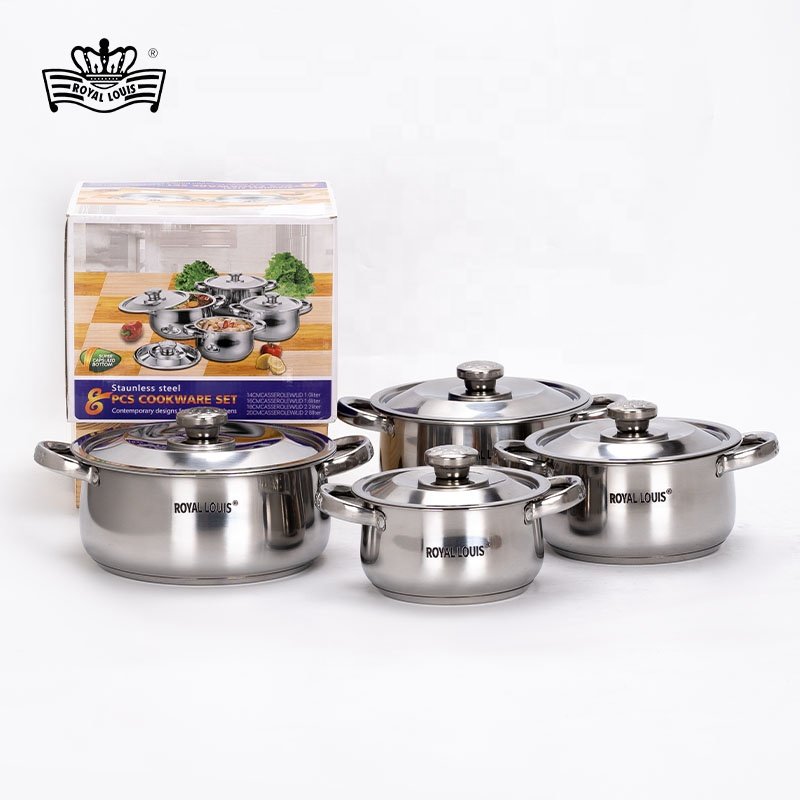 Customizable 8 Pcs Stainless Steel Cookware Set New Jonny Commercial Supermarket Gift Soup Pot Set With SS Cover Kitchen Panela
