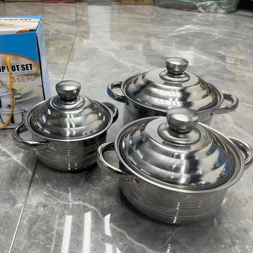 HanFa 6pcs double handle stainless steel induction casserole cookware set