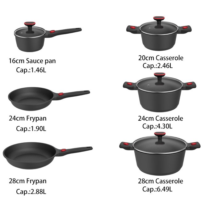 Factory Directly Kitchen Nonstick Aluminum Cookware Sets 10 pieces, PFOA Free Cooking Set