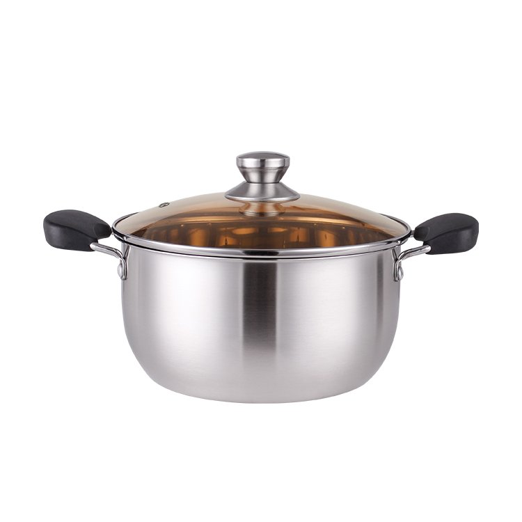 High quality professional cooking kitchenware Stainless Steel soup & stock pots 10 piece with colorful glass lid cookware sets