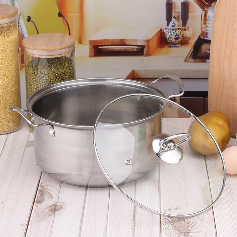 High quality cooking stainless steel wire lugs wire three-piece soup pot with beaded glass lid