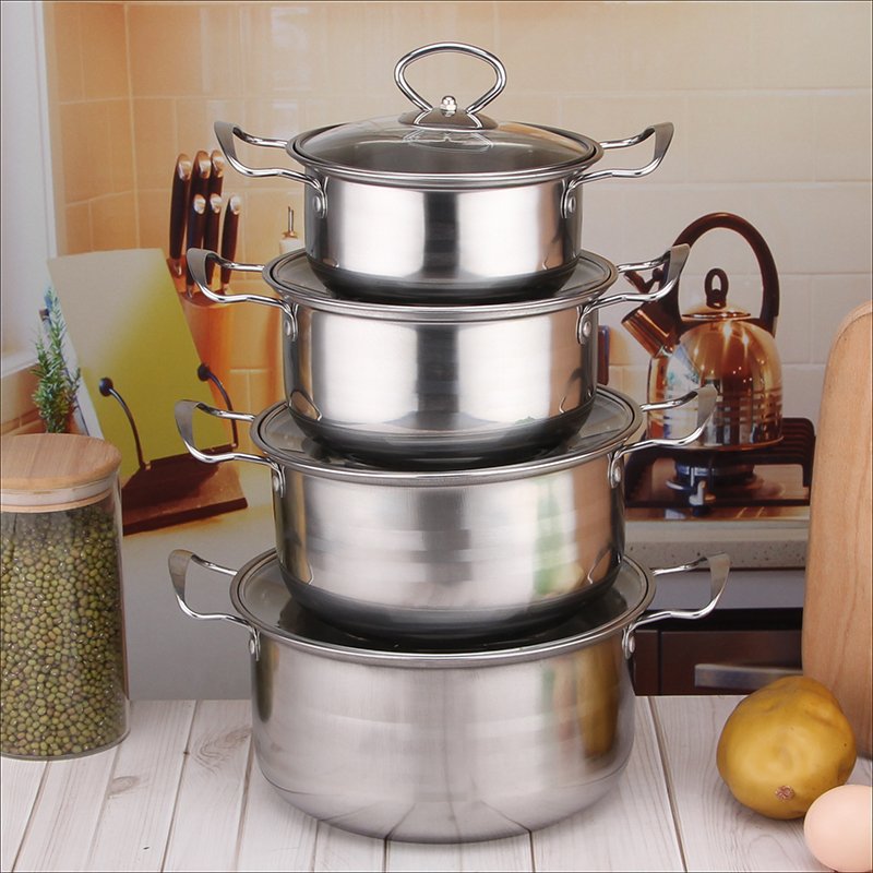 High quality cooking stainless steel wire lugs wire three-piece soup pot with beaded glass lid