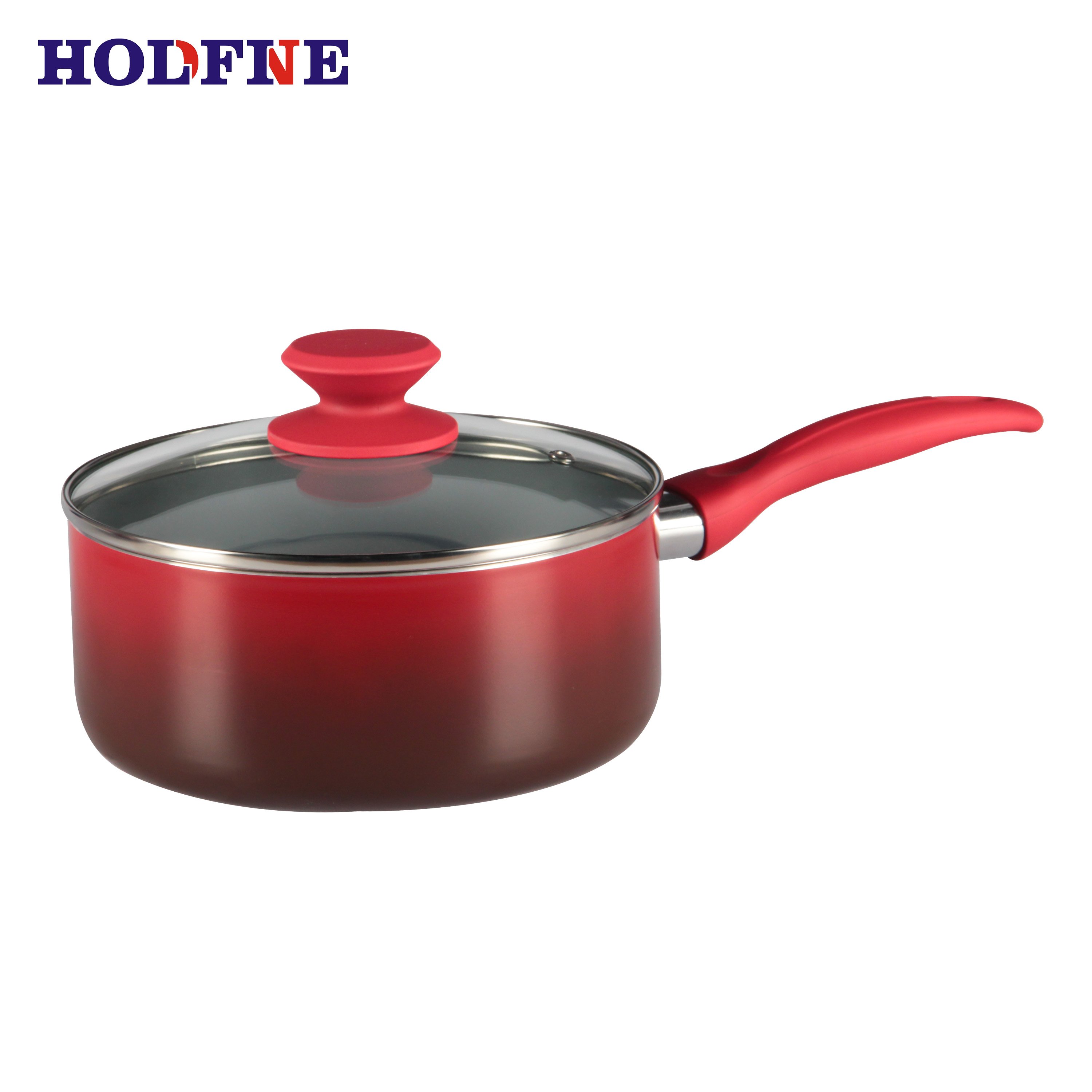Hot selling Factory Red gradient colors can be customized Manufacturer soup pot aluminium fry pan non stick cookware set