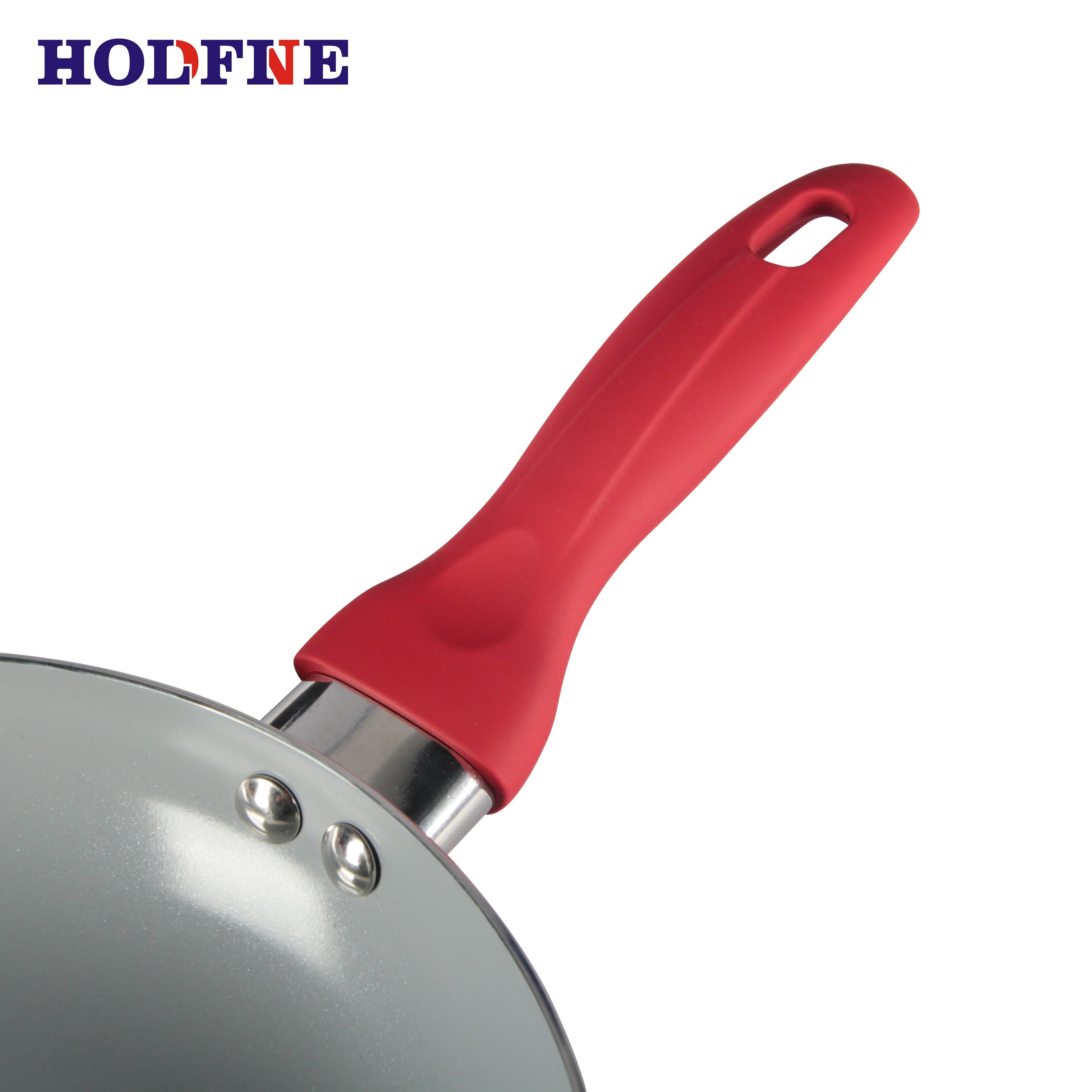 Hot selling Factory Red gradient colors can be customized Manufacturer soup pot aluminium fry pan non stick cookware set