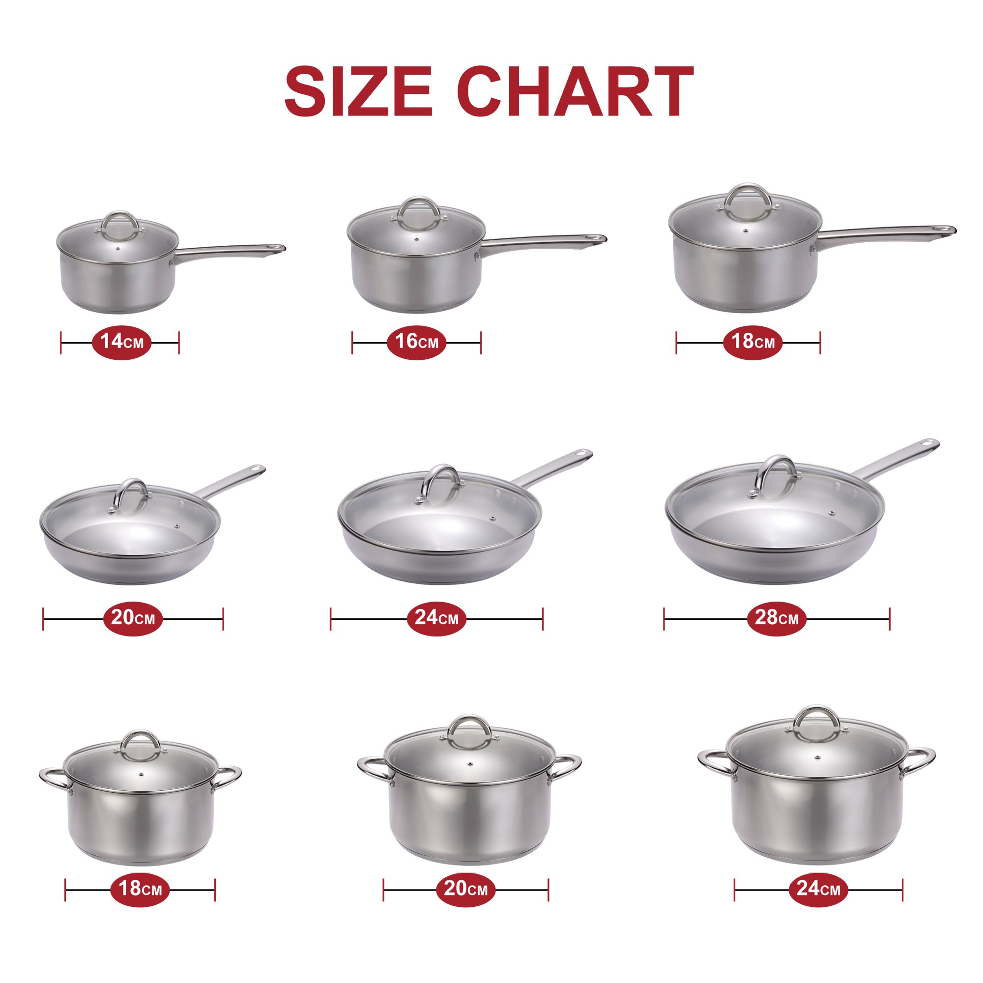 11pcs Professional nonstick cookware sets kitchen all-cooktop compatibility stainless steel cookware sets