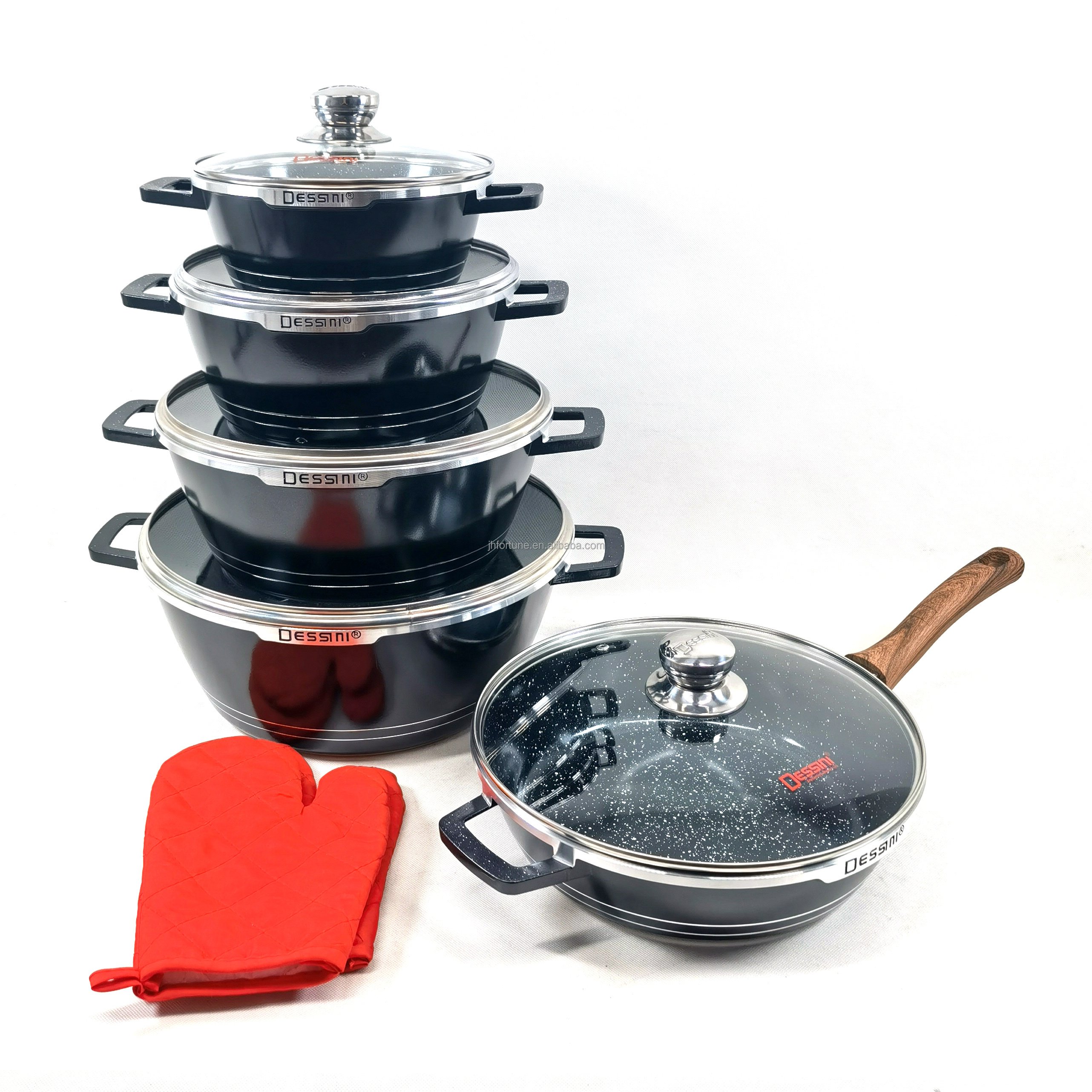 dessini Nonstick Kitchen Cookware Set 12 Pcs Granite Cookware Set,Non-stick Cooking Pan and Pot Set, Stone Cookware