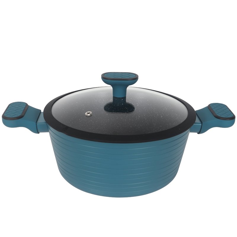 Forged Soft Touch Handle Kitchenware Set Cooking Pots And Pans Marble Coated Non Stick Aluminium Cookware
