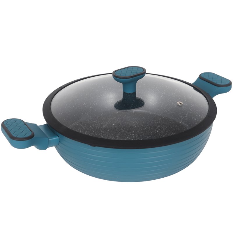 Forged Soft Touch Handle Kitchenware Set Cooking Pots And Pans Marble Coated Non Stick Aluminium Cookware