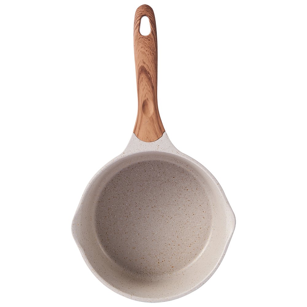 JEETEE Factory Induction Nonstick Coating Pan Cookware Sets Die Cast Aluminum Granite Marble Wooden Handle Cookware Sets