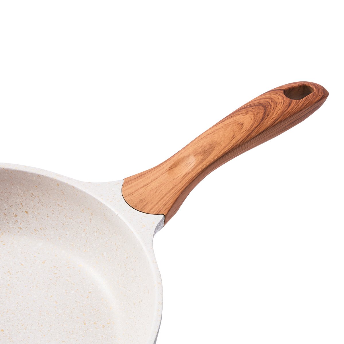 JEETEE Factory Induction Nonstick Coating Pan Cookware Sets Die Cast Aluminum Granite Marble Wooden Handle Cookware Sets