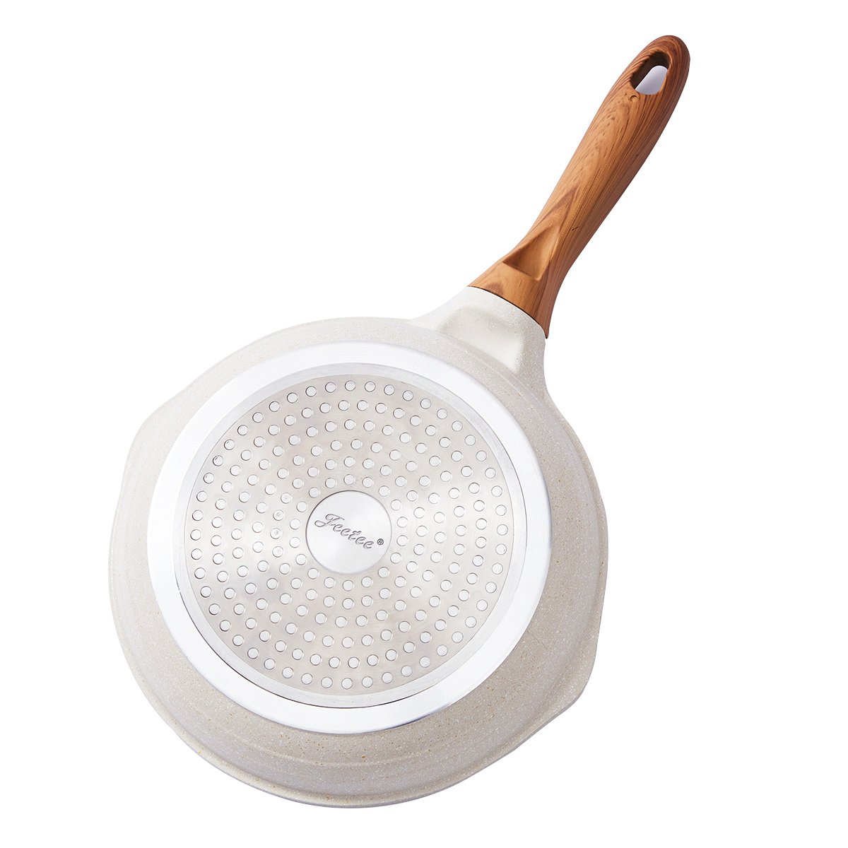 JEETEE Factory Induction Nonstick Coating Pan Cookware Sets Die Cast Aluminum Granite Marble Wooden Handle Cookware Sets