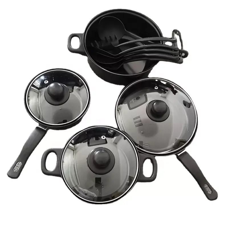 13 Pieces Cast Iron Kitchen Cooking Pan Pot Set Non Stick Cookware Sets With Nonstick Coating